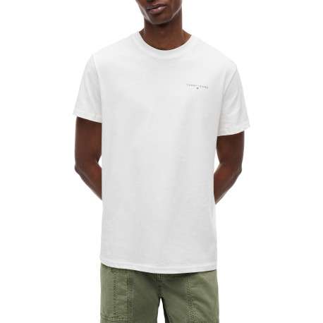 T-shirt en coton blanc à coupe droite pourvu d'un col rond côtelé - Image 2