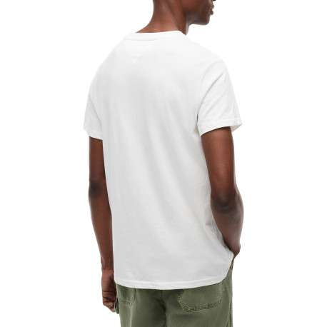 T-shirt en coton blanc à coupe droite pourvu d'un col rond côtelé - Image 3
