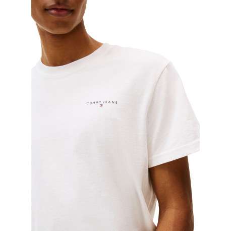T-shirt en coton blanc à coupe droite pourvu d'un col rond côtelé - Image 4