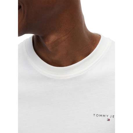 T-shirt en coton blanc à coupe droite pourvu d'un col rond côtelé - Image 5