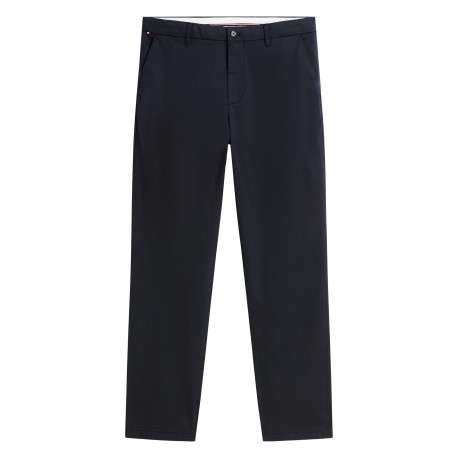 Pantalon chino Denton en coton marine à coupe droite pourvu de poches