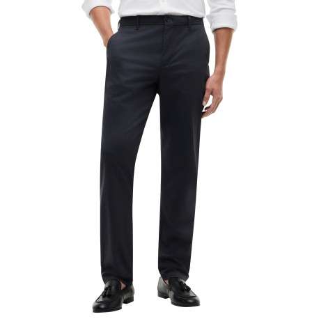 Pantalon chino Denton en coton marine à coupe droite pourvu de poches - Image 2