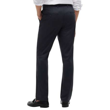 Pantalon chino Denton en coton marine à coupe droite pourvu de poches - Image 3