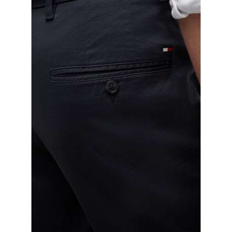 Pantalon chino Denton en coton marine à coupe droite pourvu de poches - Image 4