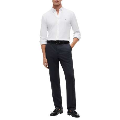 Pantalon chino Denton en coton marine à coupe droite pourvu de poches - Image 5