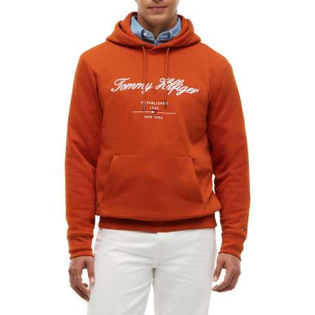 Sweat orange à coupe droite pourvu d'un col à capuche avec cordon de serrage - Image 2