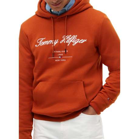 Sweat orange à coupe droite pourvu d'un col à capuche avec cordon de serrage - Image 4