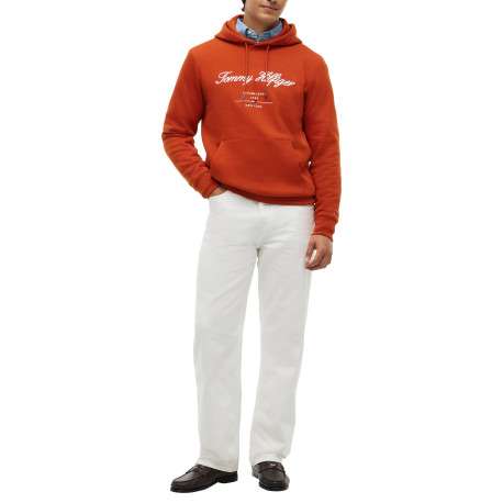 Sweat orange à coupe droite pourvu d'un col à capuche avec cordon de serrage - Image 5