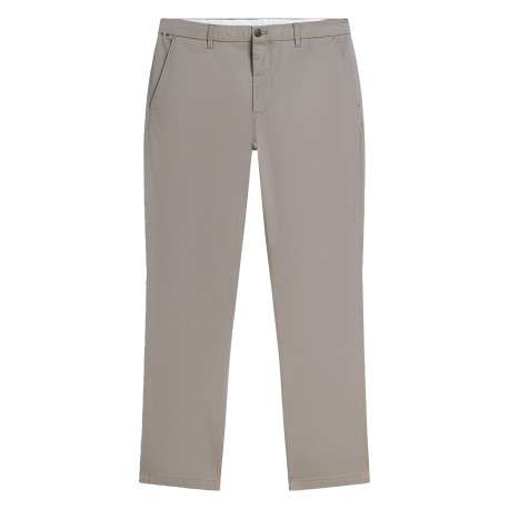 Pantalon chino Denton en coton beige à coupe droite pourvu de passants