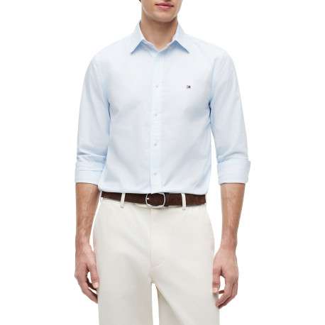 Chemise en coton ciel à coupe droite pourvue d'un col à revers - Image 2