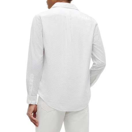 Chemise en coton blanche à micro-motifs pourvue d'une coupe droite - Image 3