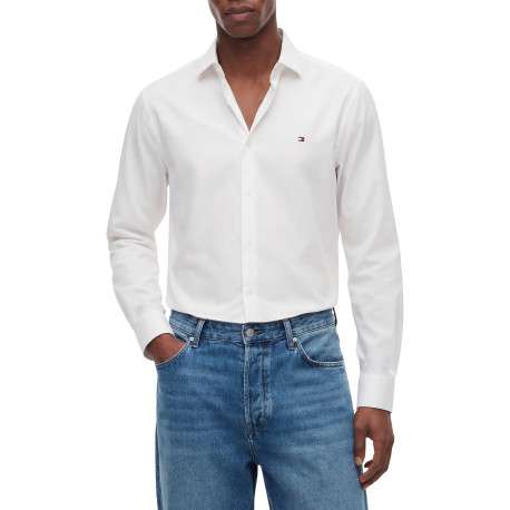 Chemise en coton blanche à coupe droite pourvue d'un col à revers - Image 2