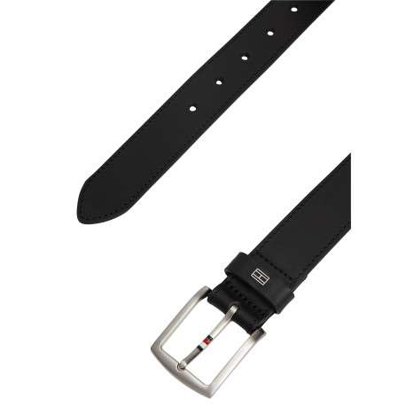 Ceinture en cuir de vache noire pourvue d'une boucle en métal brossé - Image 2