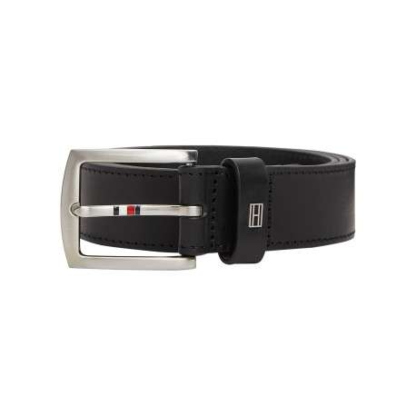 Ceinture en cuir de vache noire pourvue d'une boucle en métal brossé - Image 4