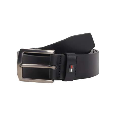 Ceinture en cuir de vache noire pourvue d'une boucle rectangulaire