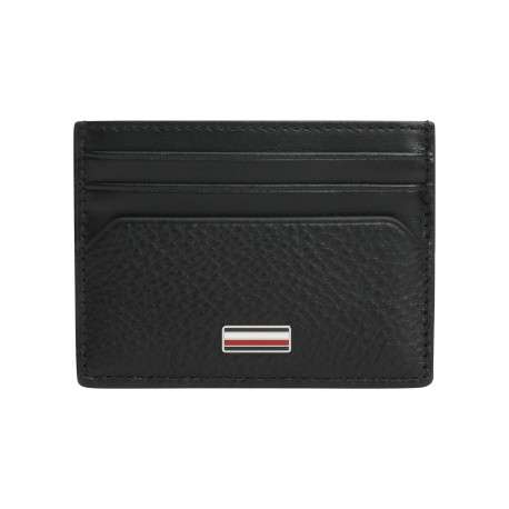 Porte-cartes en cuir noir pourvu de multiples rangements pour cartes