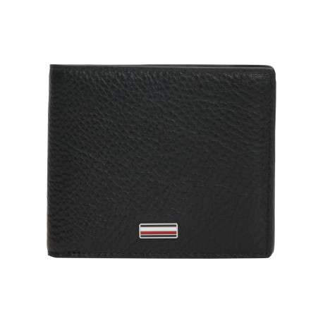 Portefeuille en cuir noir à clapet pourvu de multiples rangements