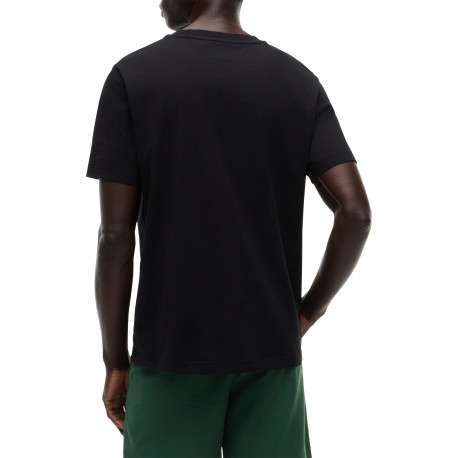 T-shirt en coton noir à coupe droite pourvu d'un col rond et de manches courtes - Image 3