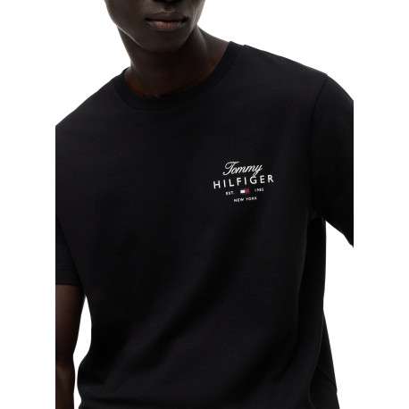 T-shirt en coton noir à coupe droite pourvu d'un col rond et de manches courtes - Image 4