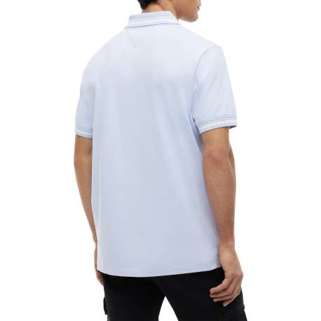 Polo en coton ciel à coupe droite pourvu d'un col à revers boutonné - Image 3