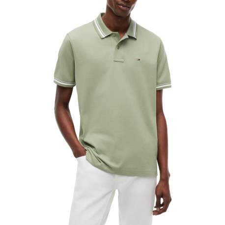Polo en coton olive à coupe droite pourvu d'un col à revers boutonné - Image 2