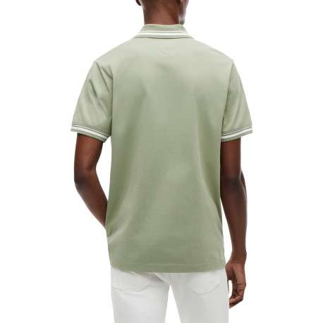 Polo en coton olive à coupe droite pourvu d'un col à revers boutonné - Image 3