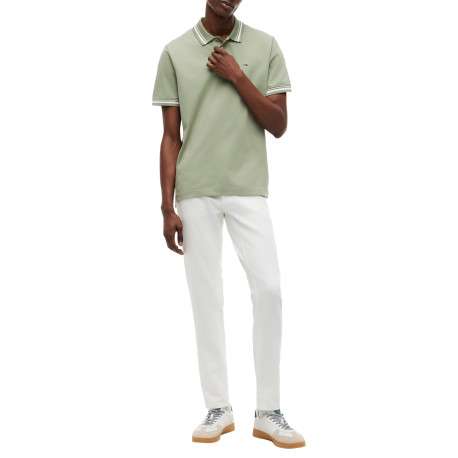 Polo en coton olive à coupe droite pourvu d'un col à revers boutonné - Image 5