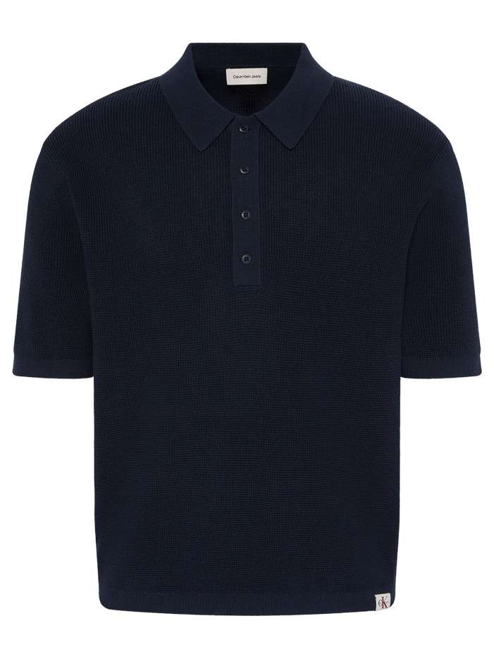 Polo en coton marine uni...