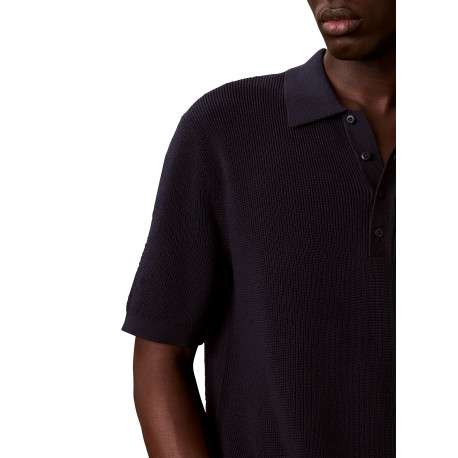 Polo en coton marine uni avec une coupe droite et un col à revers - Image 6