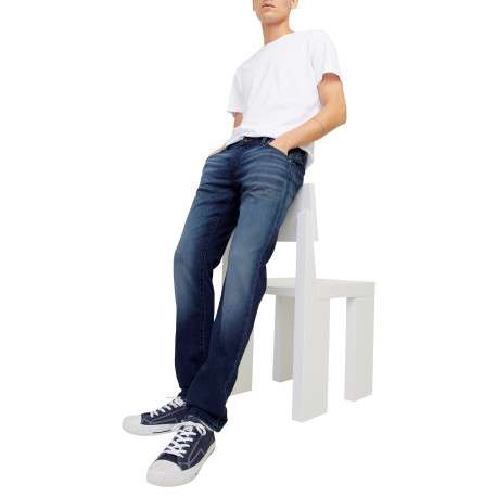 Jean indigo avec une coupe slim muni d'un zip et d'un bouton - Image 8