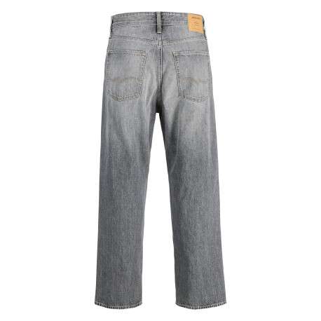 Jean gris en coton avec une coupe droite muni d'un zip et d'un bouton - Image 2