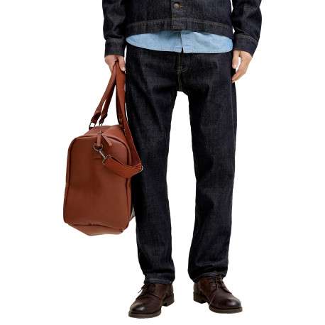 Jean brut en coton avec une coupe droite muni d'un zip et d'un bouton - Image 3