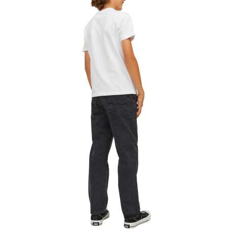 Jean en coton noir uni avec une coupe droite muni d'un zip et d'un bouton - Image 4
