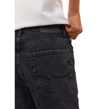 Jean en coton noir uni avec une coupe droite muni d'un zip et d'un bouton - Image 6