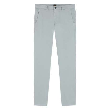 Pantalon chino en coton ciel uni avec une coupe ajustée et une taille basse
