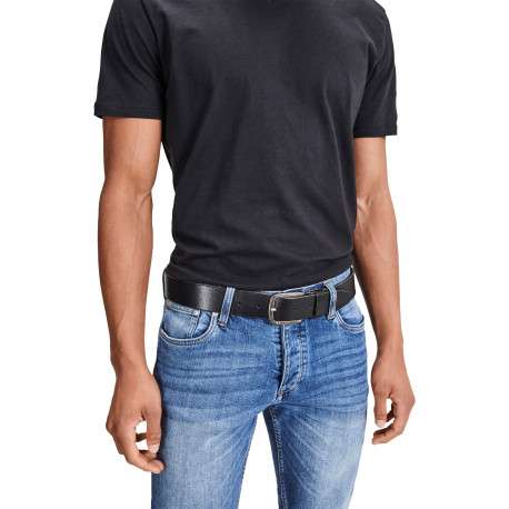 Ceinture en cuir de buffle noire unie avec une boucle à ardillon - Image 2