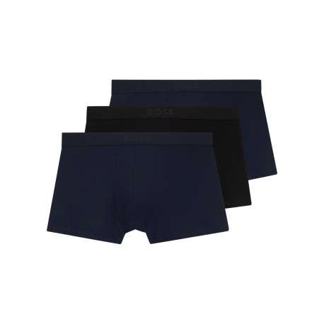 Boxer classique en coton marine uni avec une taille élastiquée