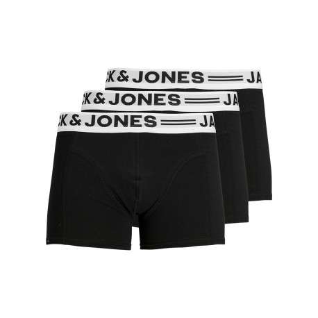 Lot de 3 Boxers classique en coton biologique noir uni avec taille élastiquée