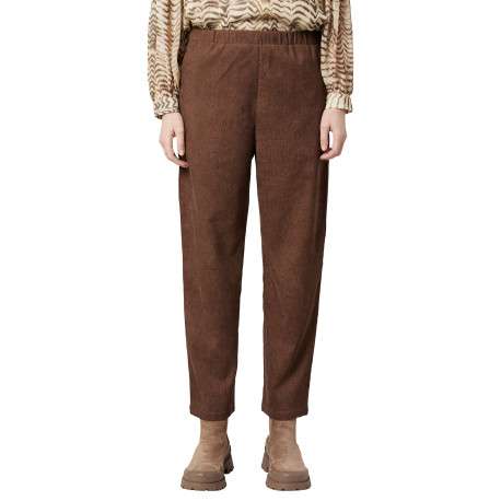 Pantalon chino marron uni avec une coupe droite et une taille haute
