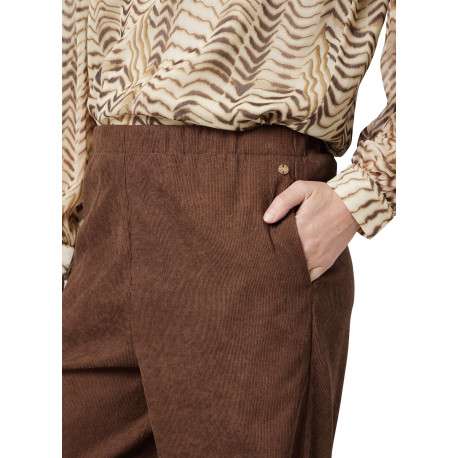 Pantalon chino marron uni avec une coupe droite et une taille haute - Image 4