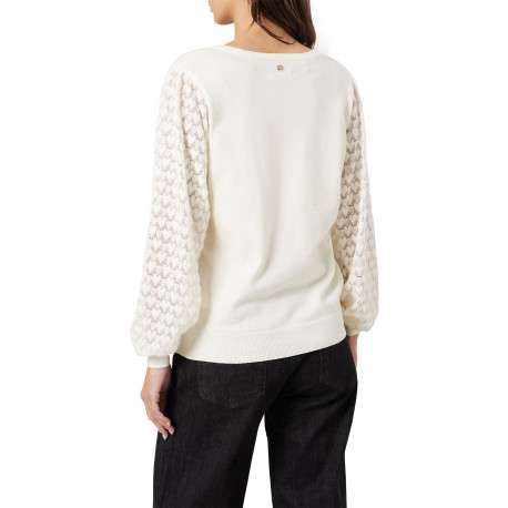 Pull blanc uni avec une coupe droite et des manches longues - Image 2