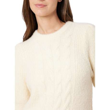 Pull blanc uni avec une coupe droite et des manches courtes - Image 4