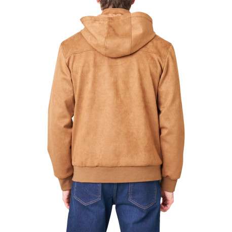 Blouson camel uni avec une coupe droite et un col à capuche - Image 2