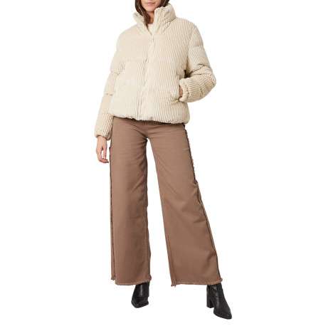 Blouson écrue uni avec une coupe droite et un col montant - Image 3
