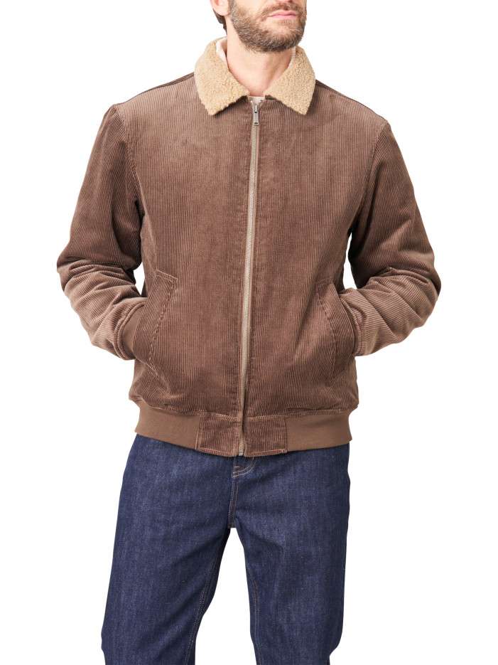 Blouson en coton brun uni...