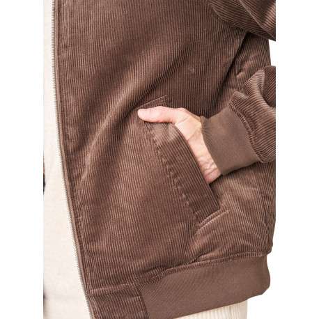 Blouson en coton brun uni avec une coupe droite et un col à revers - Image 4