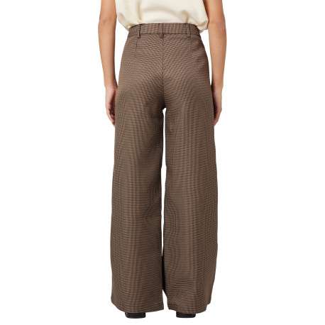 Pantalon chino taupe à carreaux avec une coupe bootcut et une taille haute - Image 2