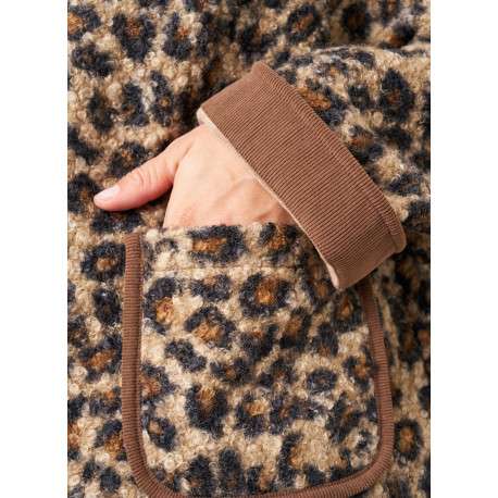 Blouson léopard animalier avec une coupe droite et un col à revers - Image 4