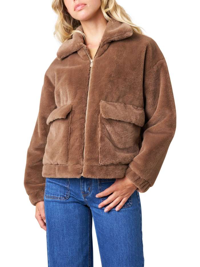 Blouson chocolat uni avec...
