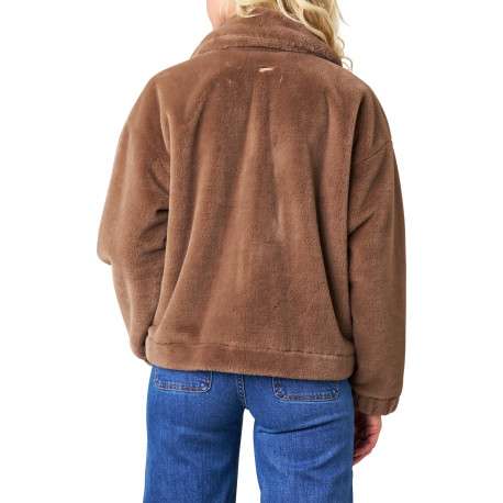 Blouson chocolat uni avec une coupe droite et un col à revers - Image 2